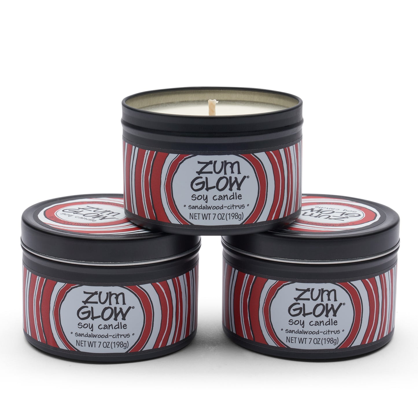 Zum Glow Soy Candle - Sandalwood-Citrus - 7 oz (3 Pack)
