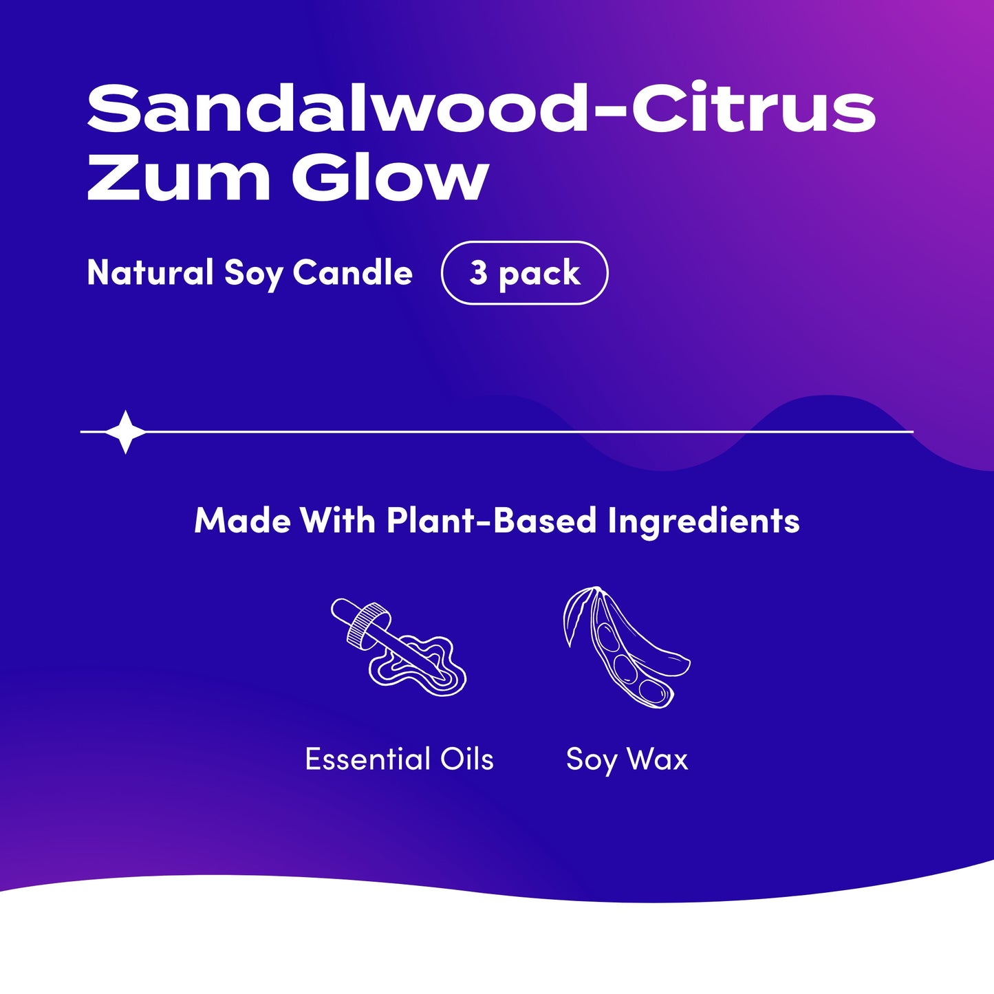 Zum Glow Soy Candle - Sandalwood-Citrus - 7 oz (3 Pack)