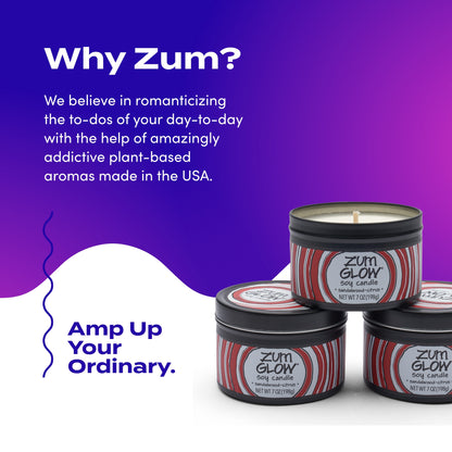 Zum Glow Soy Candle - Sandalwood-Citrus - 7 oz (3 Pack)