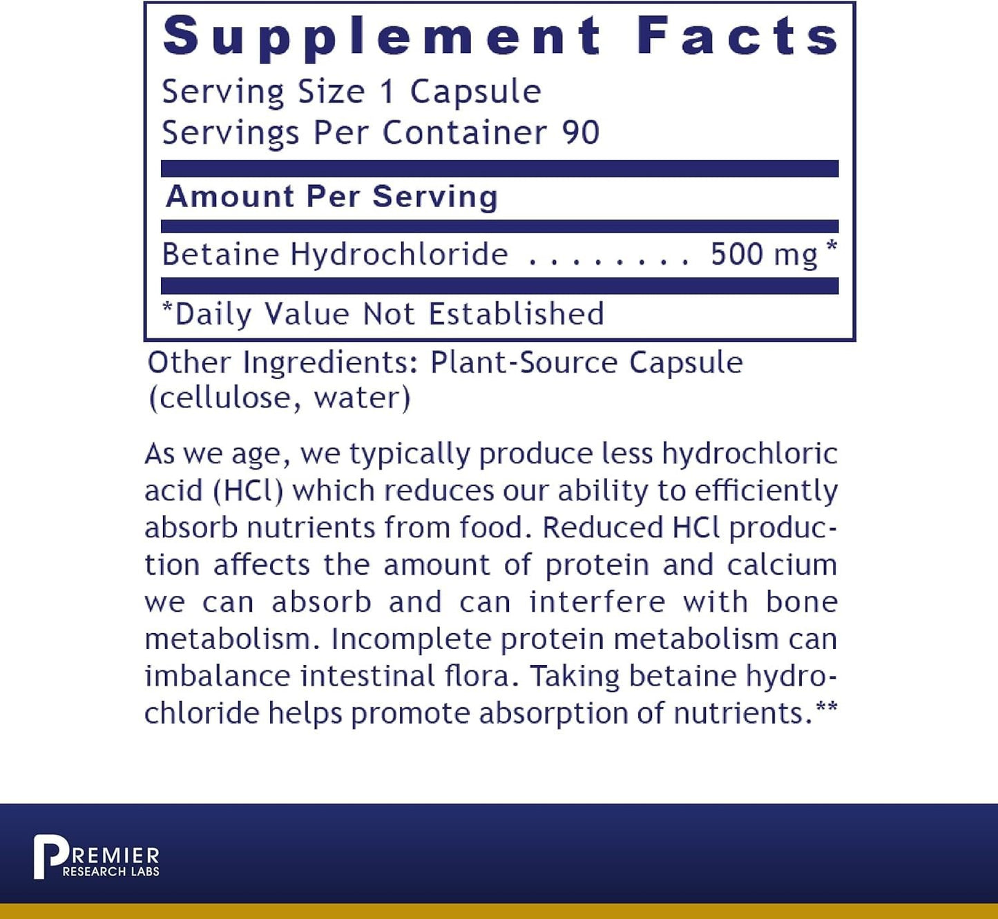 Premier Research Labs ¬ñ Premier HCL | Superior Digestive Support; Supports Whole Body Detox | 90 Plant-Source Capsules (Pack of 2)
