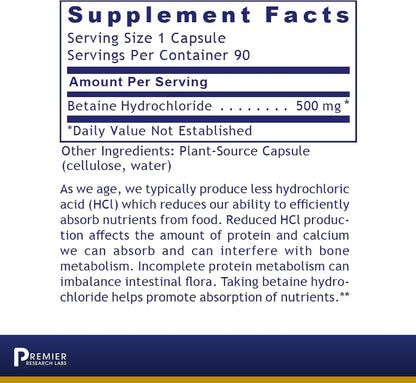 Premier Research Labs ¬ñ Premier HCL | Superior Digestive Support; Supports Whole Body Detox | 90 Plant-Source Capsules (Pack of 2)