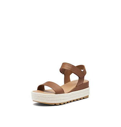 SOREL Women's Cameron Flatform Sandals - Velvet Tan, Chalk - Size 10.5