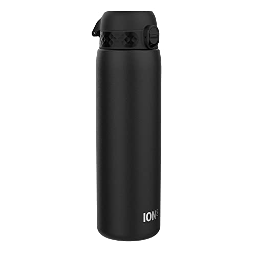 Ion8 Stainless Steel Water Bottle - Food-Safe and Odor Resistant - Fits Car Cup Holders, Backpack Pockets, and More, 40 oz / 1200 ml (Pack of 1) - OneTouch 2.0 - Black 2.0