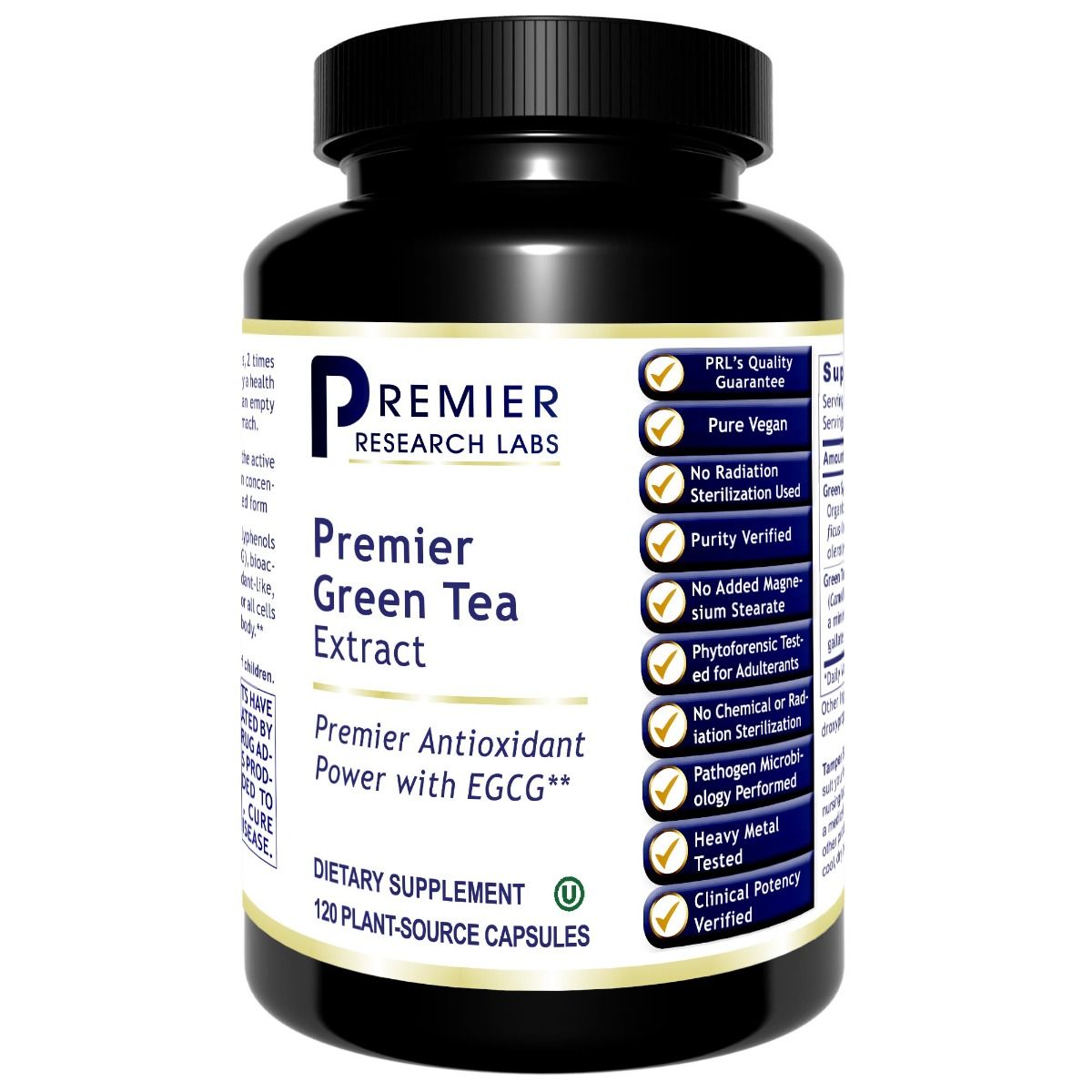 Premier Research Green Tea Extract, Supports Weight Management and Cardiovascular Health, Contains EGCG, 120 Vegetarian Capsules