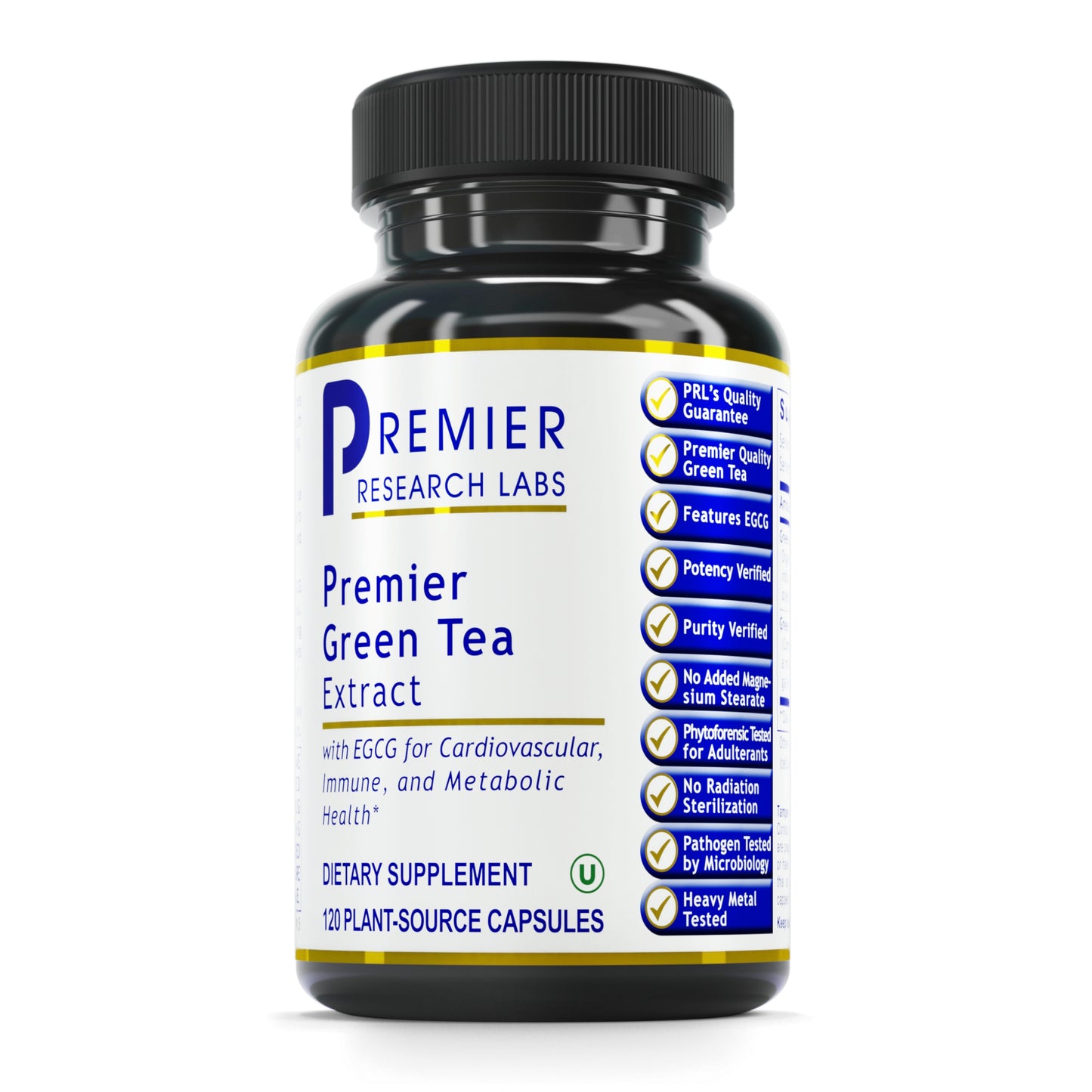Premier Research Green Tea Extract, Supports Weight Management and Cardiovascular Health, Contains EGCG, 120 Vegetarian Capsules