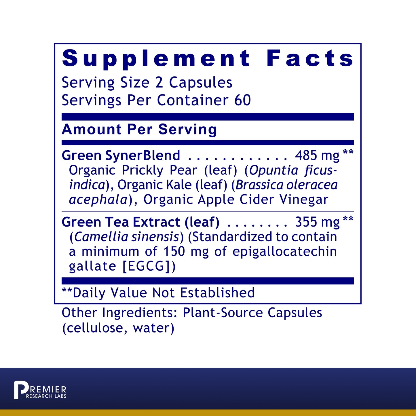 Premier Research Green Tea Extract, Supports Weight Management and Cardiovascular Health, Contains EGCG, 120 Vegetarian Capsules
