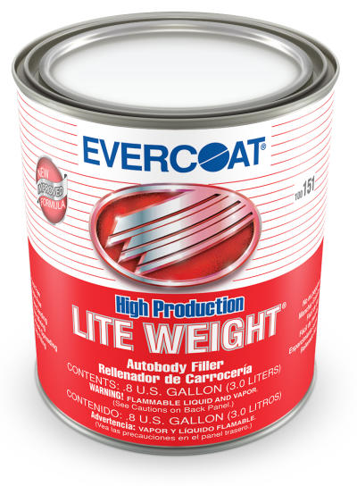 Evercoat High Production Lite Weight - Plastic Body Filler - Tack-Free & Clog-Free Formula - 128 Fl Oz