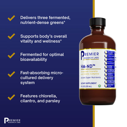 Premier Research Premier HM-ND, Fermented Chlorella, and Greens Complex. Dietary Supplement 8 Fl Oz