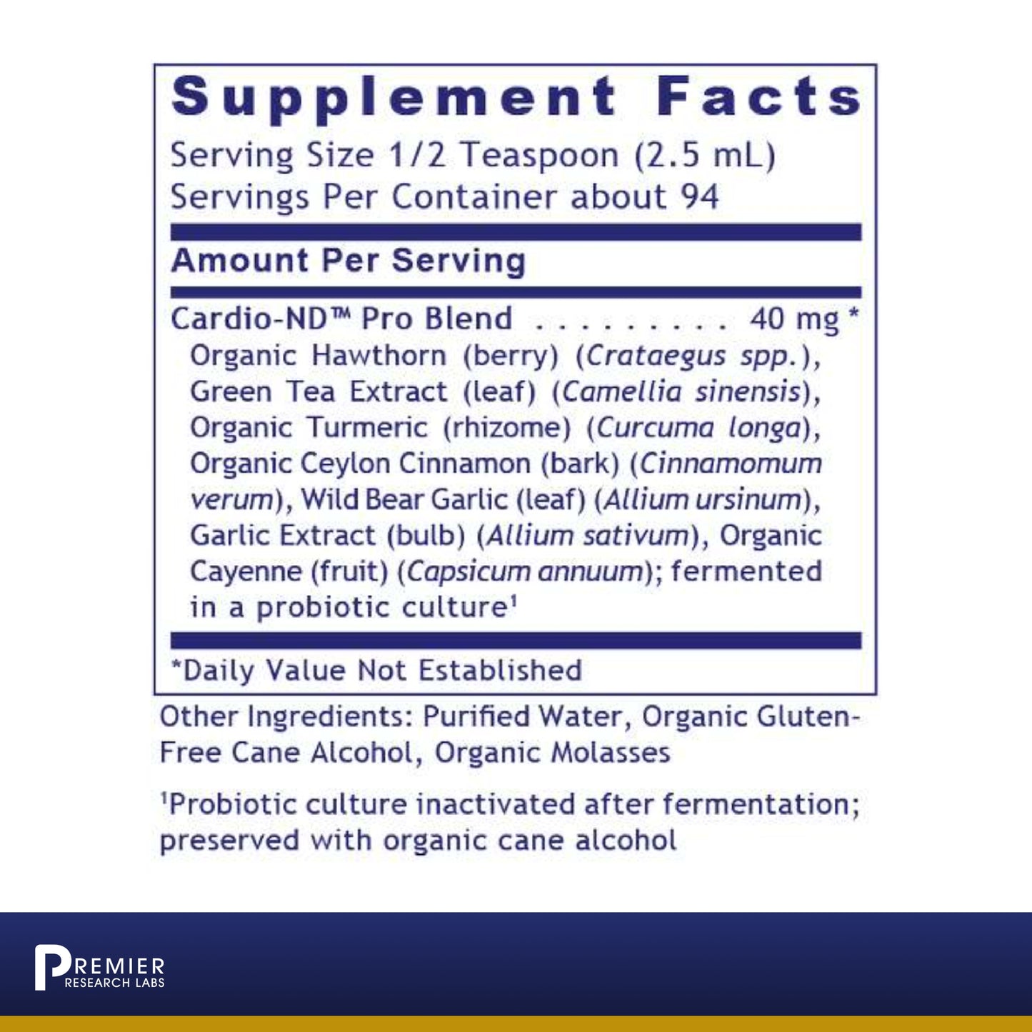 Premier Research Cardio-ND, Probiotic-Fermented Formula for Premier Cardiovascular Support, 8 Fl Oz