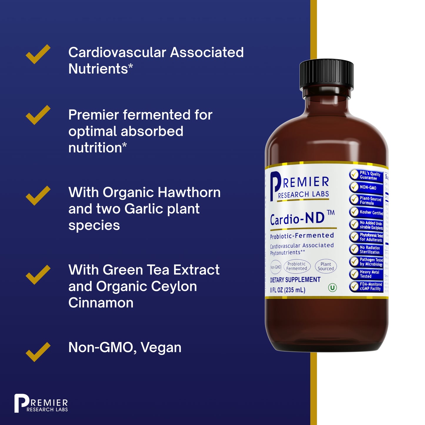 Premier Research Cardio-ND, Probiotic-Fermented Formula for Premier Cardiovascular Support, 8 Fl Oz