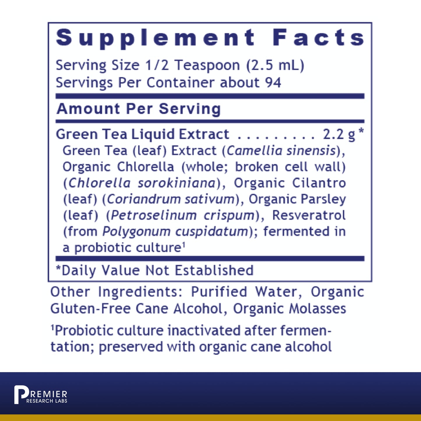 Premier Green Tea - ND, Probiotic-Fermented Green Tea Formula. Micro-Cultured Delivery System. 8 fl oz