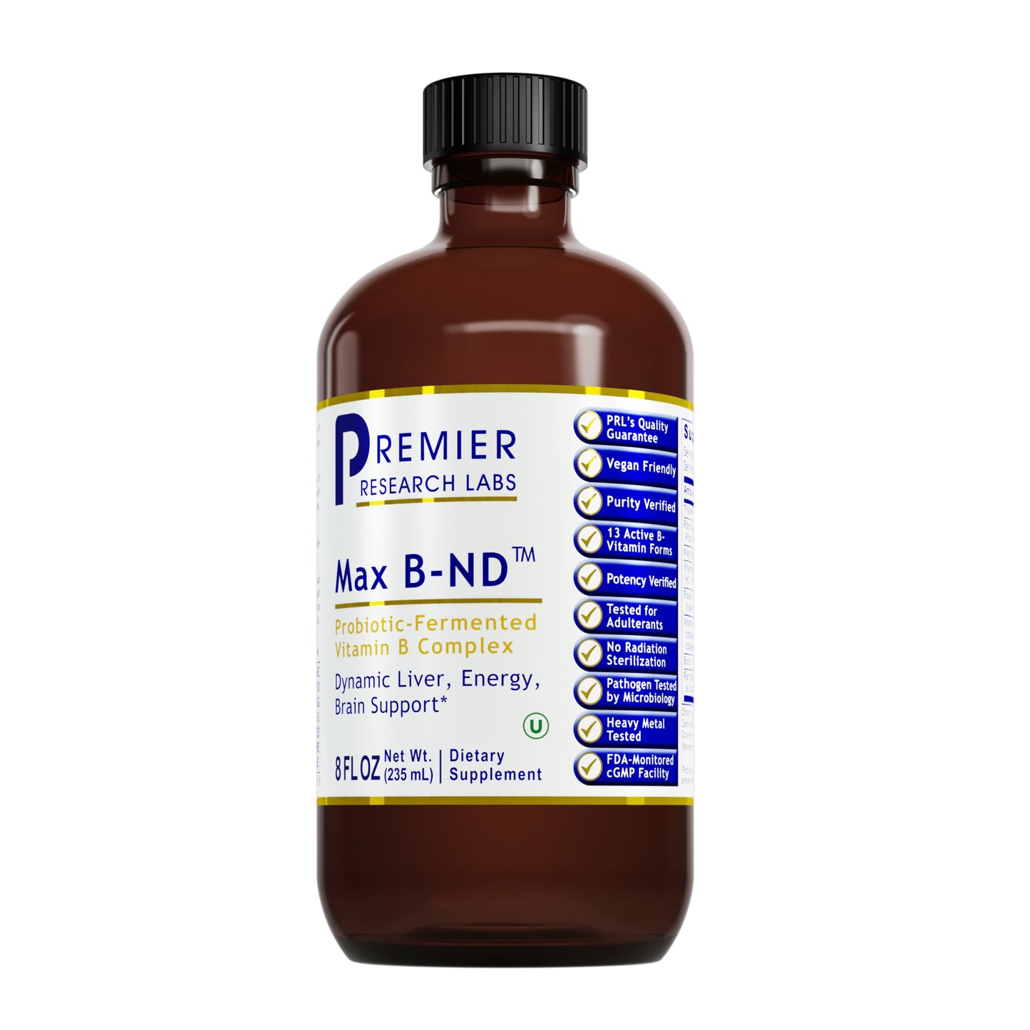Premier Research Labs Max B-ND - Supports Liver Health, Energy Levels, Brain Health & More - Vitamin B-Complex Liquid - Immune Supplement - 8 fl oz - 94 Servings