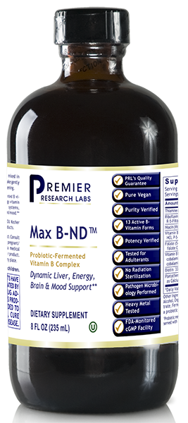 Premier Research Labs Max B-ND - Supports Liver Health, Energy Levels, Brain Health & More - Vitamin B-Complex Liquid - Immune Supplement - 8 fl oz - 94 Servings