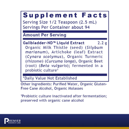 Premier Research Gallbladder-ND, 8 Fl Oz (235 mL), Premier Gallbladder Support
