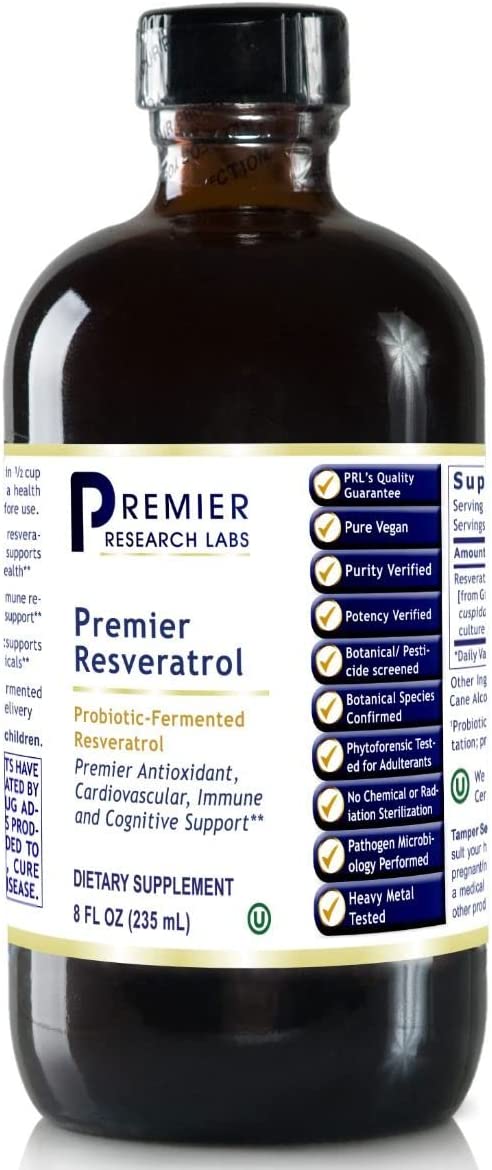 Premier Research Premier Resveratrol, Antioxidant, Cardiovascular, and Immune Support with Probiotic-Fermented Formula, 8 Fl Oz (235 ml)