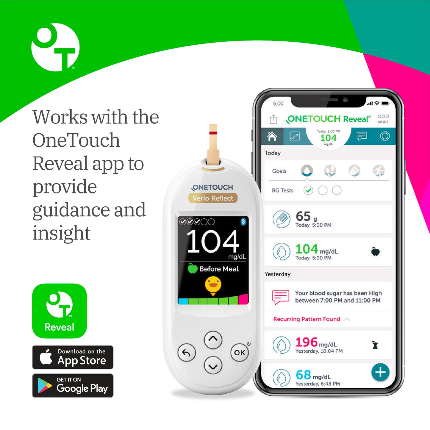 ONETOUCH Verio Reflect Blood Glucose Meter - Blood Sugar Monitor
