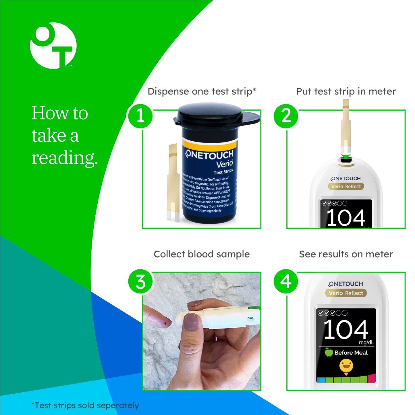 ONETOUCH Verio Reflect Blood Glucose Meter - Blood Sugar Monitor
