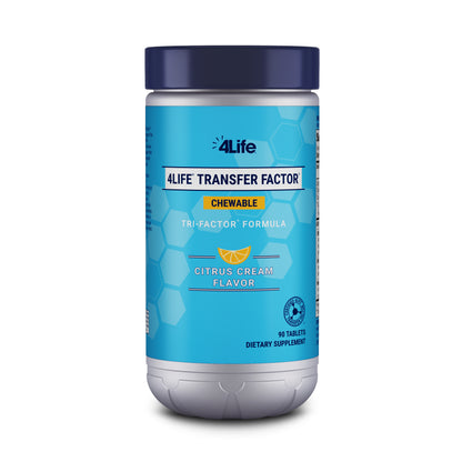 4Life Transfer Factor Chewables Tri-Factor Formula - Immune Support with Extracts of Cow Colostrum and Chicken Egg Yolk - Citrus Cream Flavor - 90 Chewable Tablets