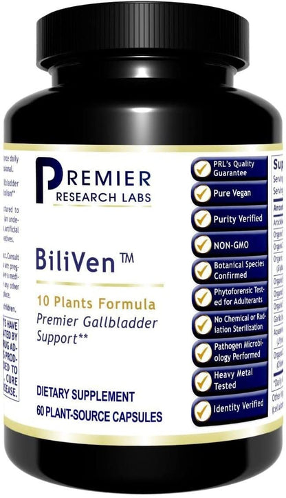 Premier Research BiliVen TM, 60 Capsules, Vegan Product - Nutraceutical Gallbladder Formula for Premier Detoxification and Gallbladder Support