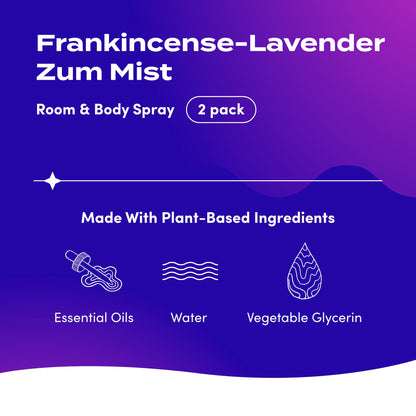 Zum Mist Room and Body Spray - Frankincense-Lavender - 4 fl oz (2 Pack)