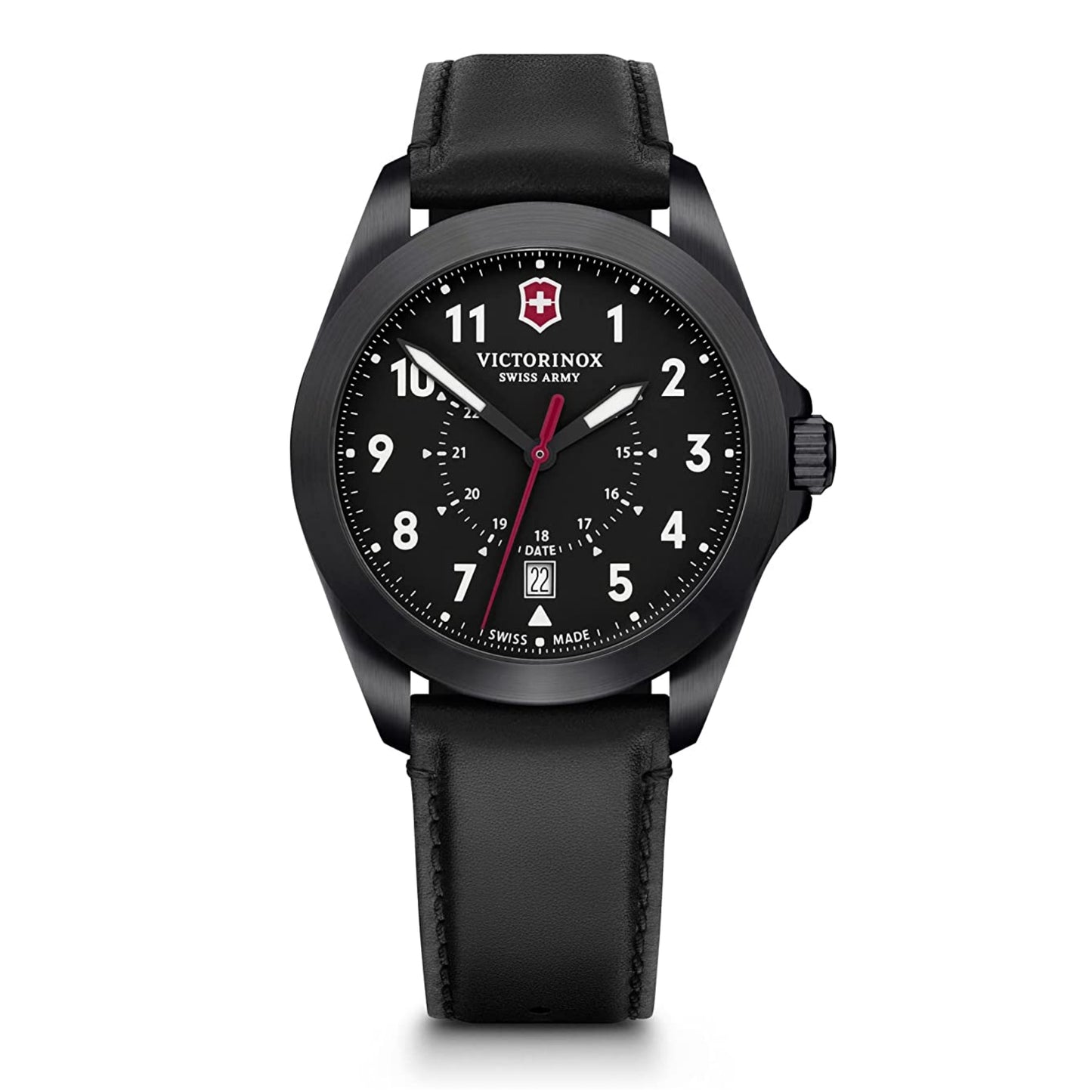 Victorinox Alliance Swiss Army Heritage Analog Watch with Black Dial and Black Leather Strap - Timeless Wristwatch