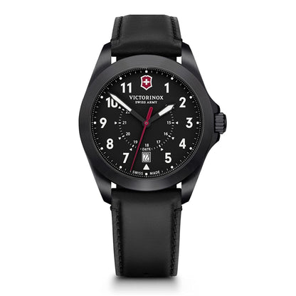 Victorinox Alliance Swiss Army Heritage Analog Watch with Black Dial and Black Leather Strap - Timeless Wristwatch