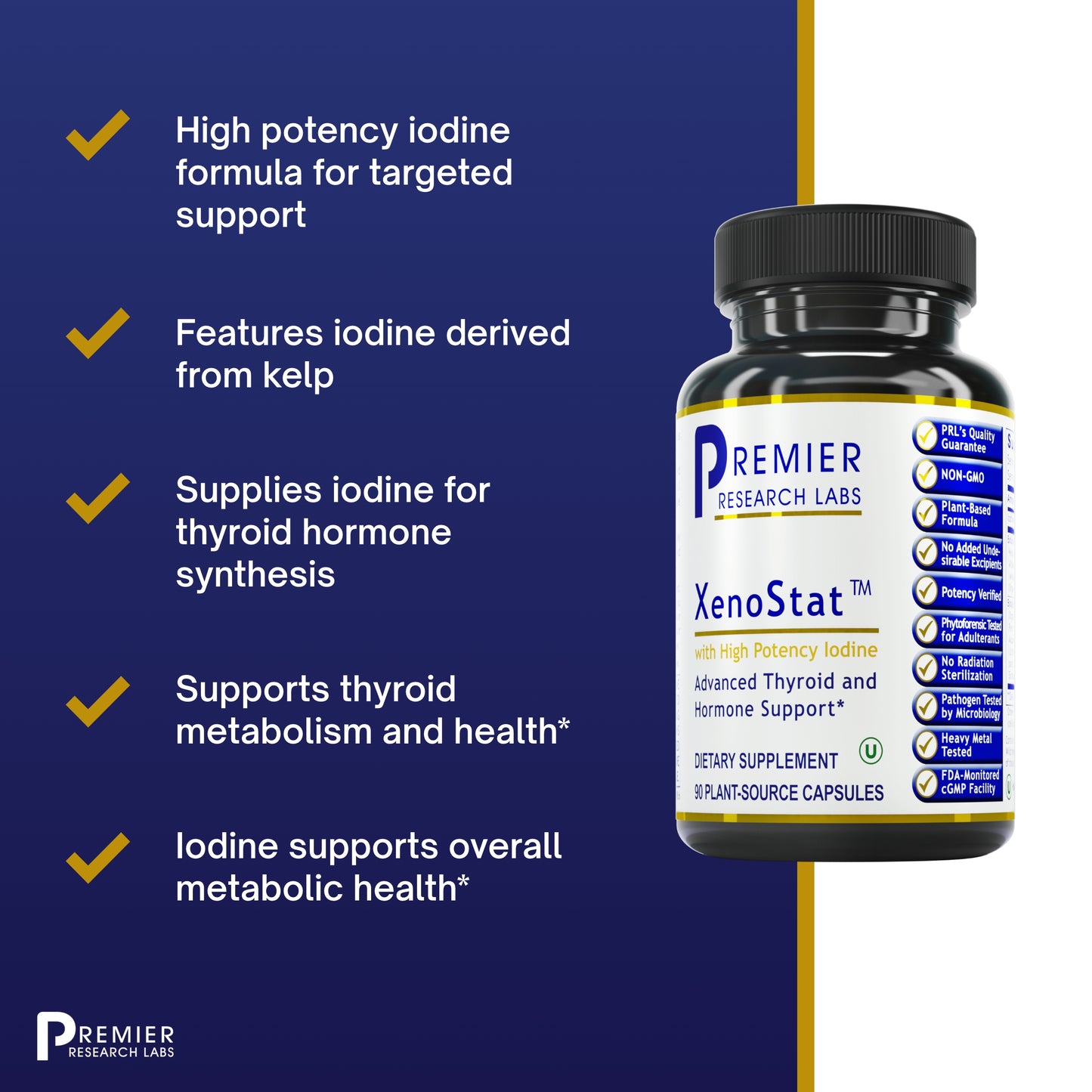 Premier Research XenoStat, 90 Plant-Source Capsules for Advanced Thyroid and Hormone Support