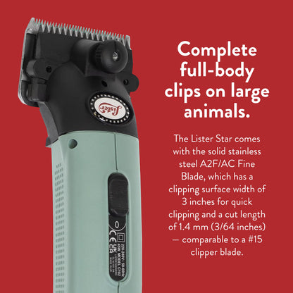 Lister Star Large Animal Clipper with Fine Blade for Horses, Cattle, Sheep, and Livestock, Green with Hard Case (258-34501)