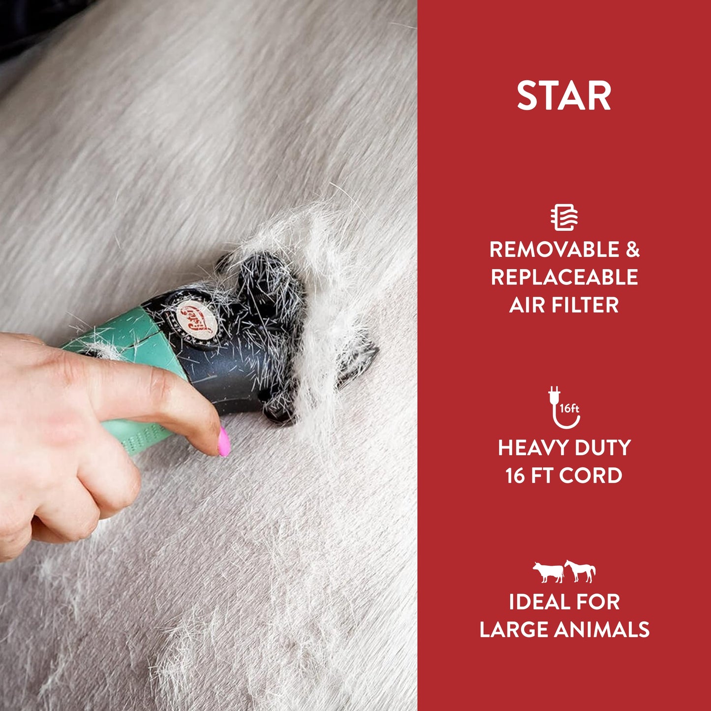 Lister Star Large Animal Clipper with Fine Blade for Horses, Cattle, Sheep, and Livestock, Purple with Soft Case (258-35920)