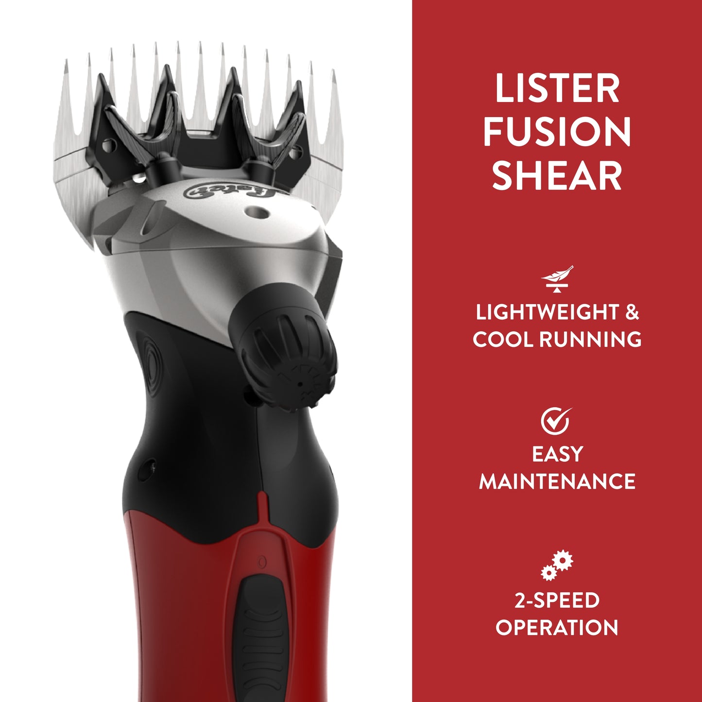 Lister Fusion Shear for Sheep, Alpacas, Camels, Cattle, and Llamas (#258-40020), Red