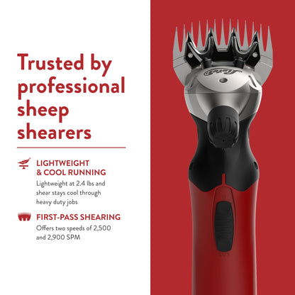 Lister Fusion Shear for Sheep, Alpacas, Camels, Cattle, and Llamas (#258-40020), Red