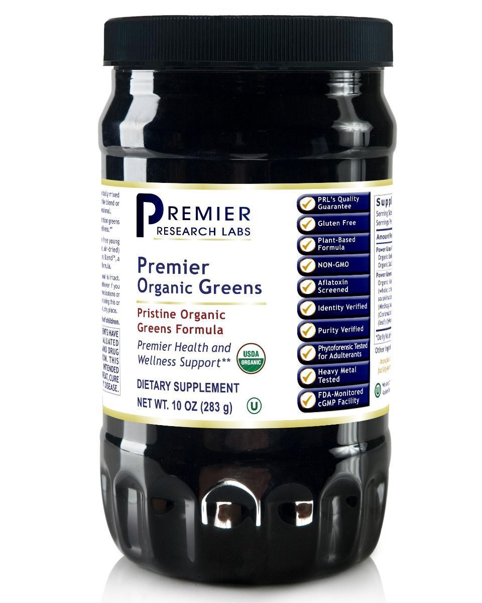 Premier Research Premier Greens Powder, Vegan Product, Gluten-Free - Super Nutrition Greens Formula with Power Grass-Plus Blend for Premier Health and Wellness Support, 10 Oz