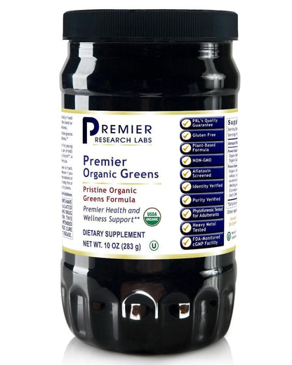 Premier Research Premier Greens Powder, Vegan Product, Gluten-Free - Super Nutrition Greens Formula with Power Grass-Plus Blend for Premier Health and Wellness Support, 10 Oz