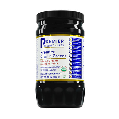 Premier Research Premier Greens Powder, Vegan Product, Gluten-Free - Super Nutrition Greens Formula with Power Grass-Plus Blend for Premier Health and Wellness Support, 10 Oz