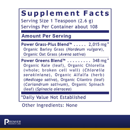 Premier Research Premier Greens Powder, Vegan Product, Gluten-Free - Super Nutrition Greens Formula with Power Grass-Plus Blend for Premier Health and Wellness Support, 10 Oz