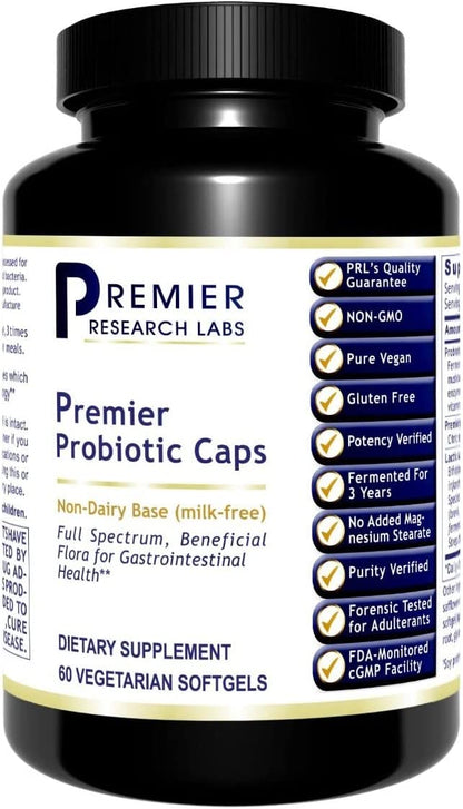 Premier Research Probiotic Caps, Full Spectrum, Beneficial Flora for Gastrointestinal Health 60 Vegetarian Softgels, Dietary Supplement