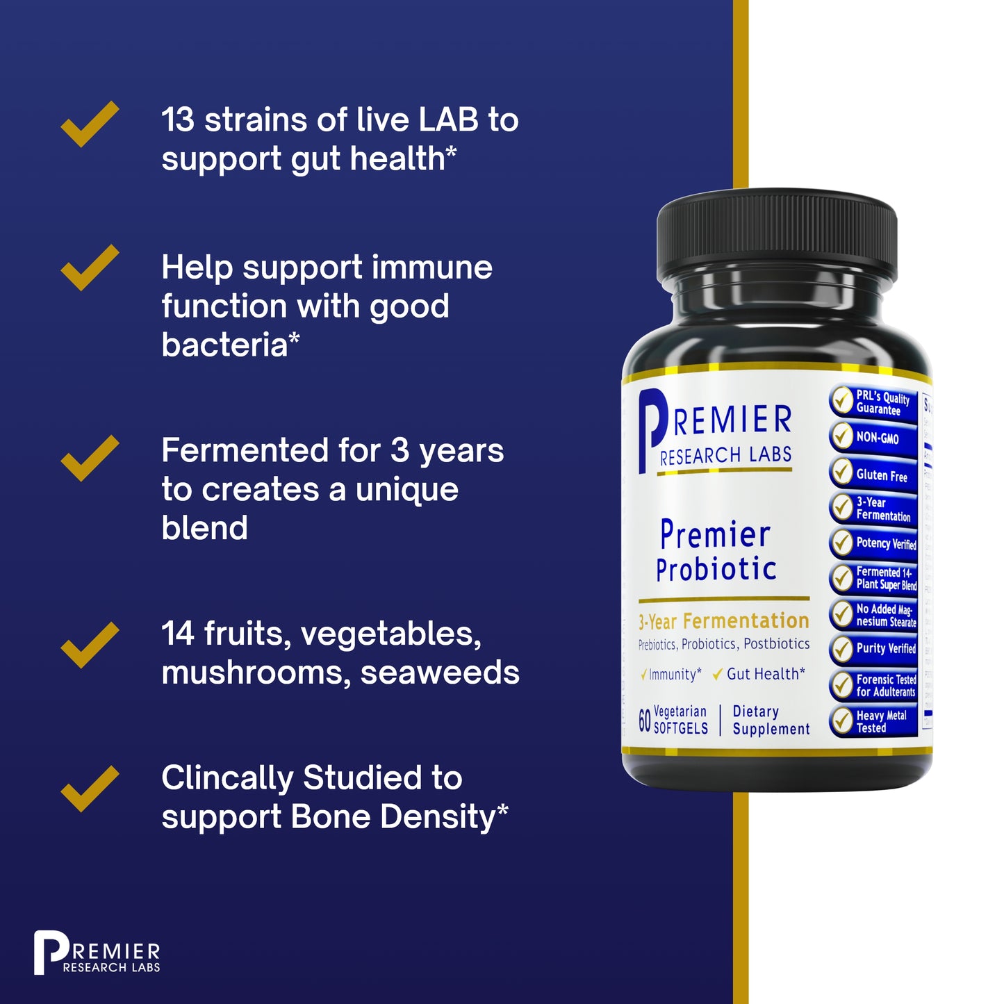 Premier Research Probiotic Caps, Full Spectrum, Beneficial Flora for Gastrointestinal Health 60 Vegetarian Softgels, Dietary Supplement