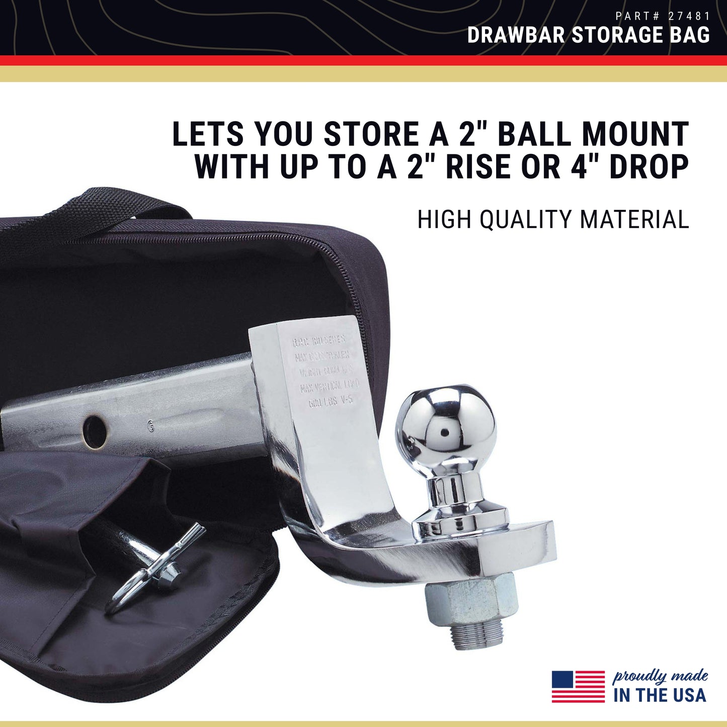 C.E Smith 27481 Drawbar Storage Bag - Durable Nylon Bag for Boat Accessories - 15" x 4" x 6"