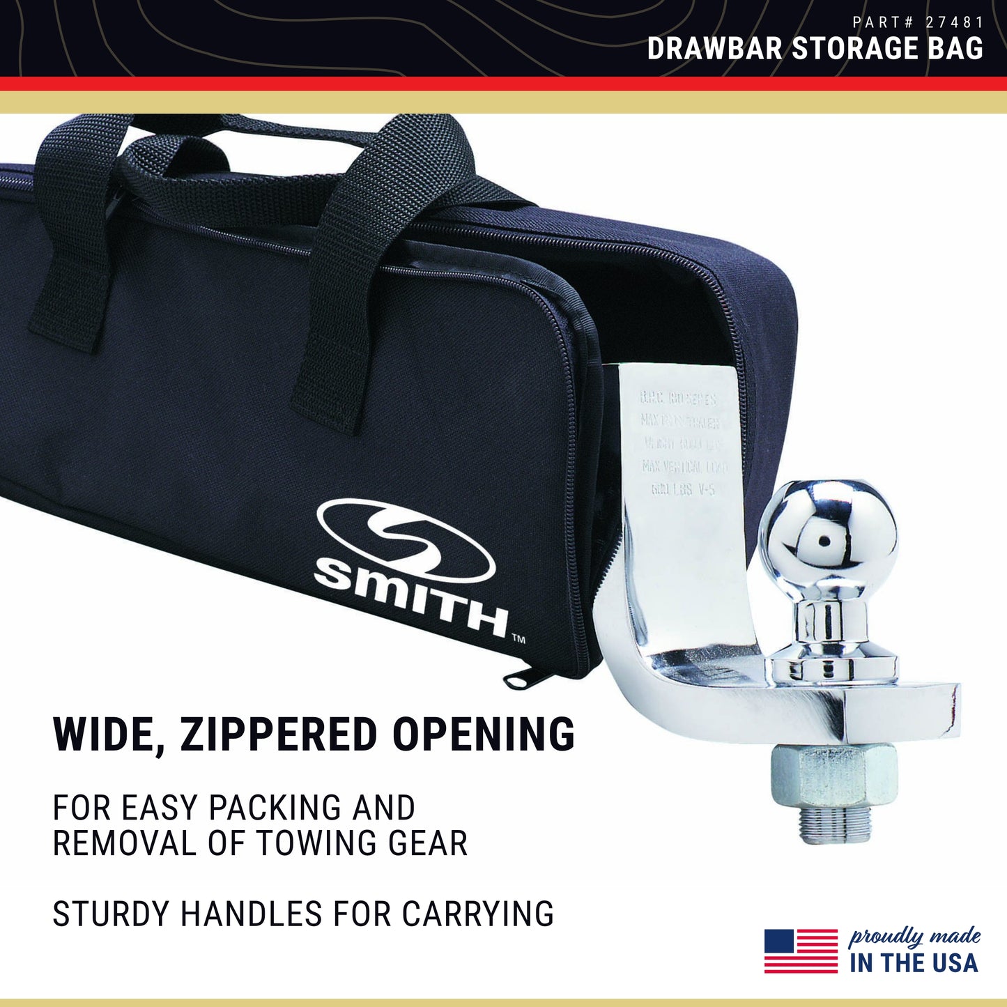 C.E Smith 27481 Drawbar Storage Bag - Durable Nylon Bag for Boat Accessories - 15" x 4" x 6"