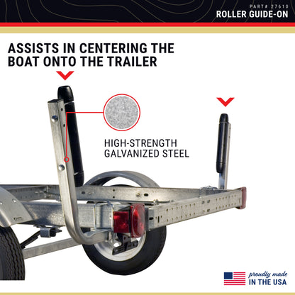 CE Smith - 27610 Roller Guide-On with End Caps - Sturdy Replacement Part for Boat Trailers - 9"