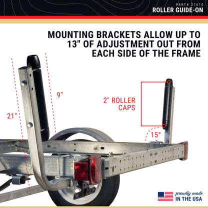 CE Smith - 27610 Roller Guide-On with End Caps - Sturdy Replacement Part for Boat Trailers - 9"