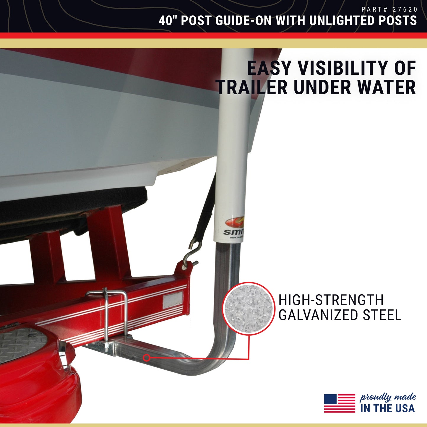 CE Smith - 27620 Guide-ON Post - Durable Boat Trailer Accessory - 40 Inches