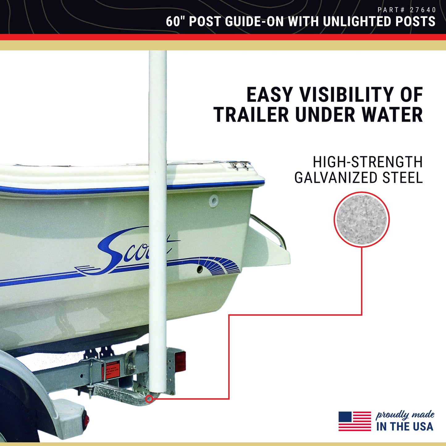 CE Smith - 27640 Guide-ON Post - Durable Boat Trailer Accessory - 60"