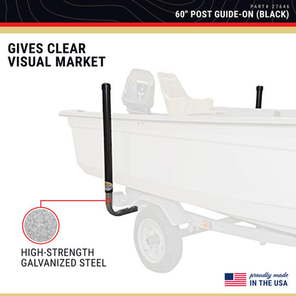 CE Smith - Trailer PVC Boxed Post Guide-On - Sturdy Boat Trailer Accessories & Replacement Parts - 60" - Black