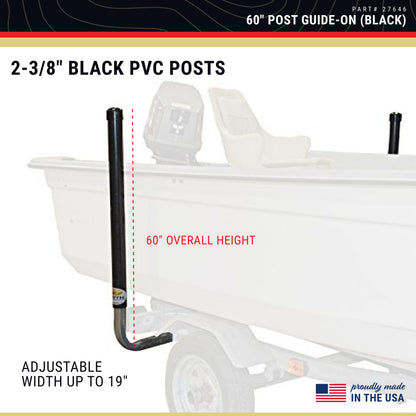 CE Smith - Trailer PVC Boxed Post Guide-On - Sturdy Boat Trailer Accessories & Replacement Parts - 60" - Black