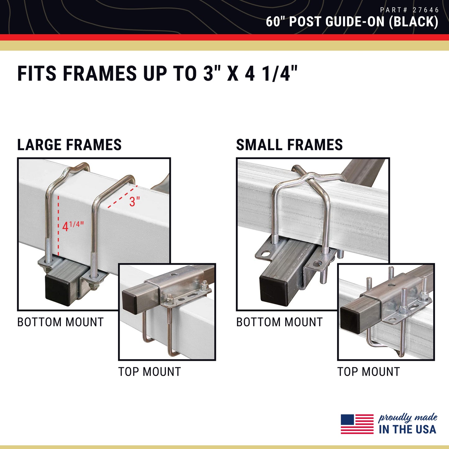 CE Smith - Trailer PVC Boxed Post Guide-On - Sturdy Boat Trailer Accessories & Replacement Parts - 60" - Black