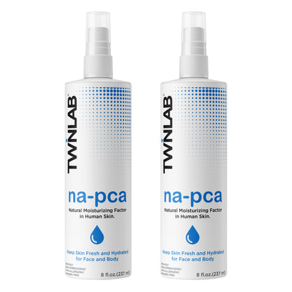 Twinlab Na-PCA Spray - Non-Oily Moisturizing Body Lotion for Dry Skin - Anti Aging Face Moisturizer for Women and Men with Eucalyptus Essential Oil, 8 Oz (Pack of 2)