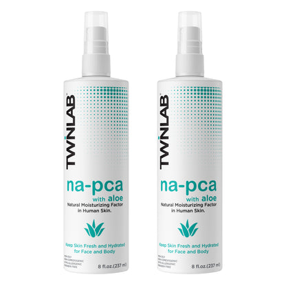 Twinlab Na-PCA Spray with Aloe Vera - Moisturizing Body Lotion for Dry Skin - Anti Aging Face Moisturizer for Women and Men - with Aloe Vera & Eucalyptus Oil 8 Oz (Pack of 2)