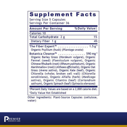 Premier Research Premier Psyllium Fiber, Supports Bowel Regularity and Intestinal Health, 180 Plant-Source Capsules