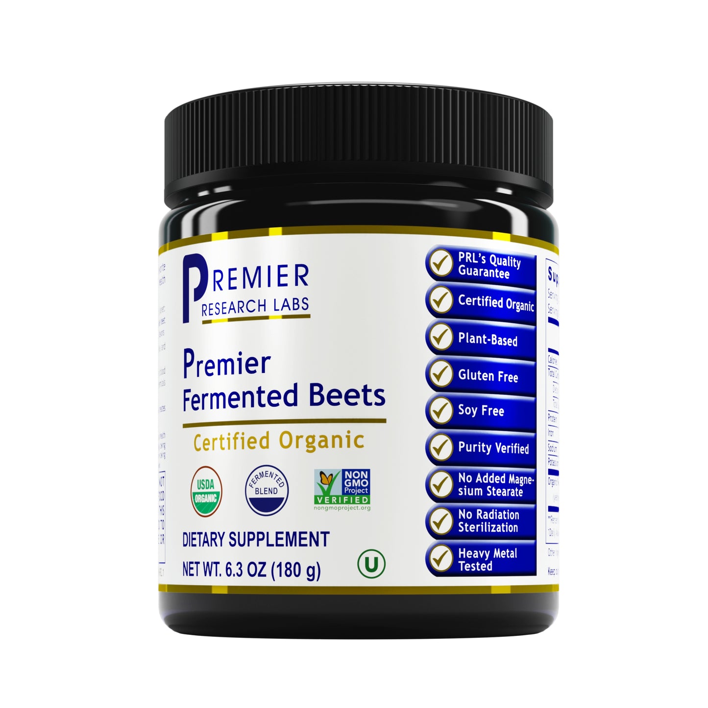 Premier Research Premier Fermented Beets, Fermented Organic Beet Powder, Dietary Supplement, 6.3 Oz (Powder)